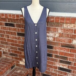Splendid Blue Button Down Midi Dress XL NWT Linen Blend Casual Shirt Dress